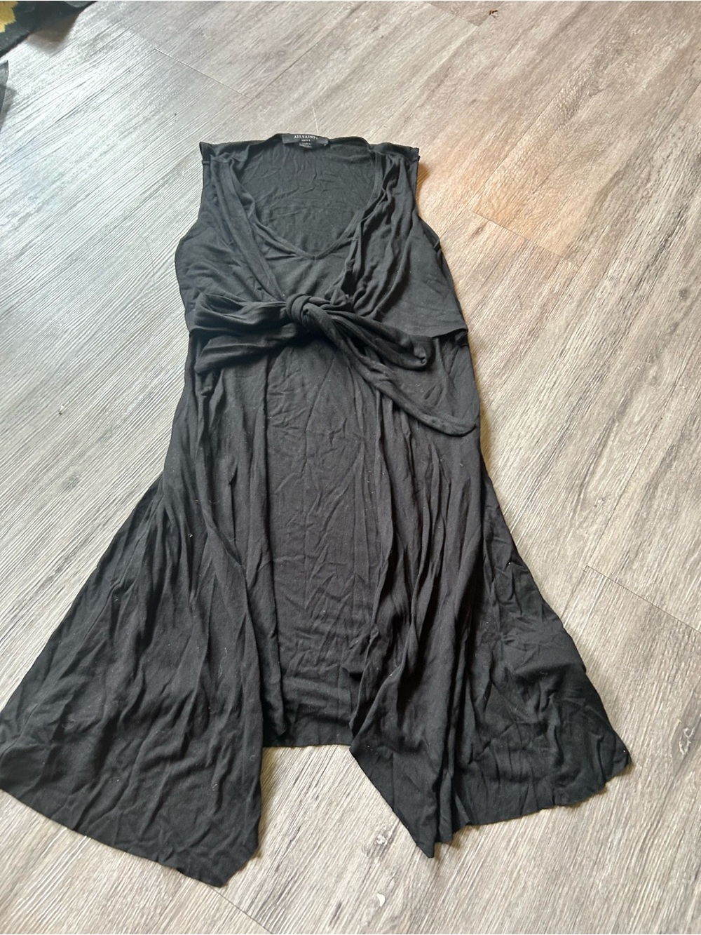 AllSaints Sleeveless Asymmetrical Tie-Front Dress